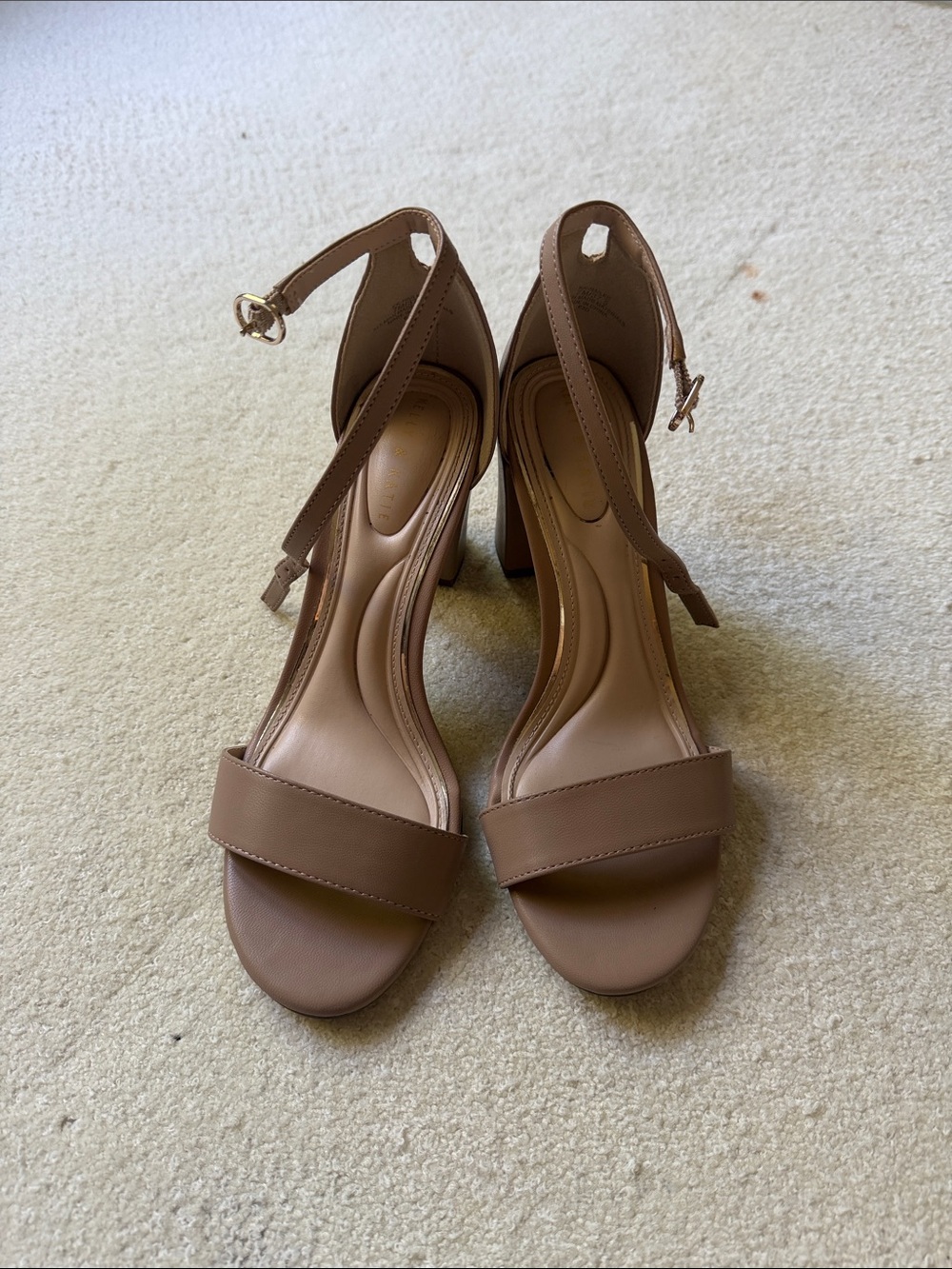 Kelly & Katie Tan Block Heel Ankle-Strap Sandals